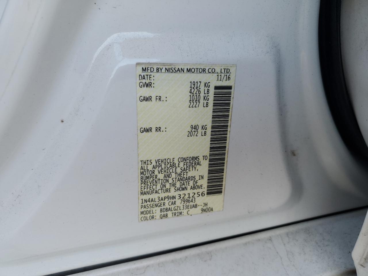 1N4AL3AP9HN321256 2017 Nissan Altima 2.5