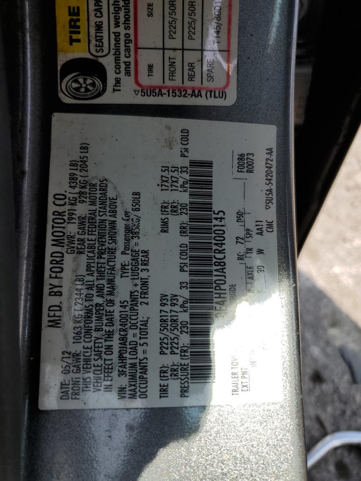 3FAHP0JA8CR400145 2012 Ford Fusion Sel