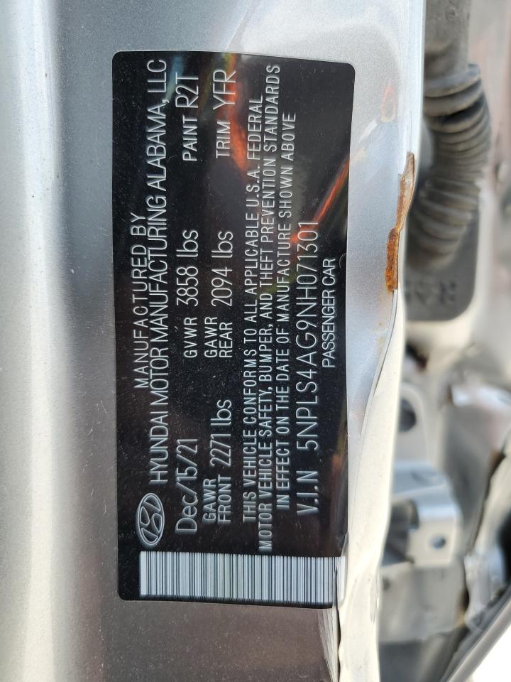 5NPLS4AG9NH071301 2022 Hyundai Elantra Sel