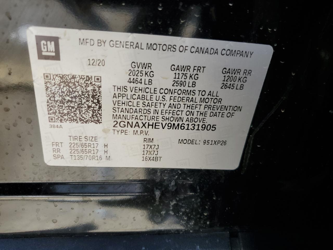 2GNAXHEV9M6131905 2021 CHEVROLET EQUINOX - Image 13