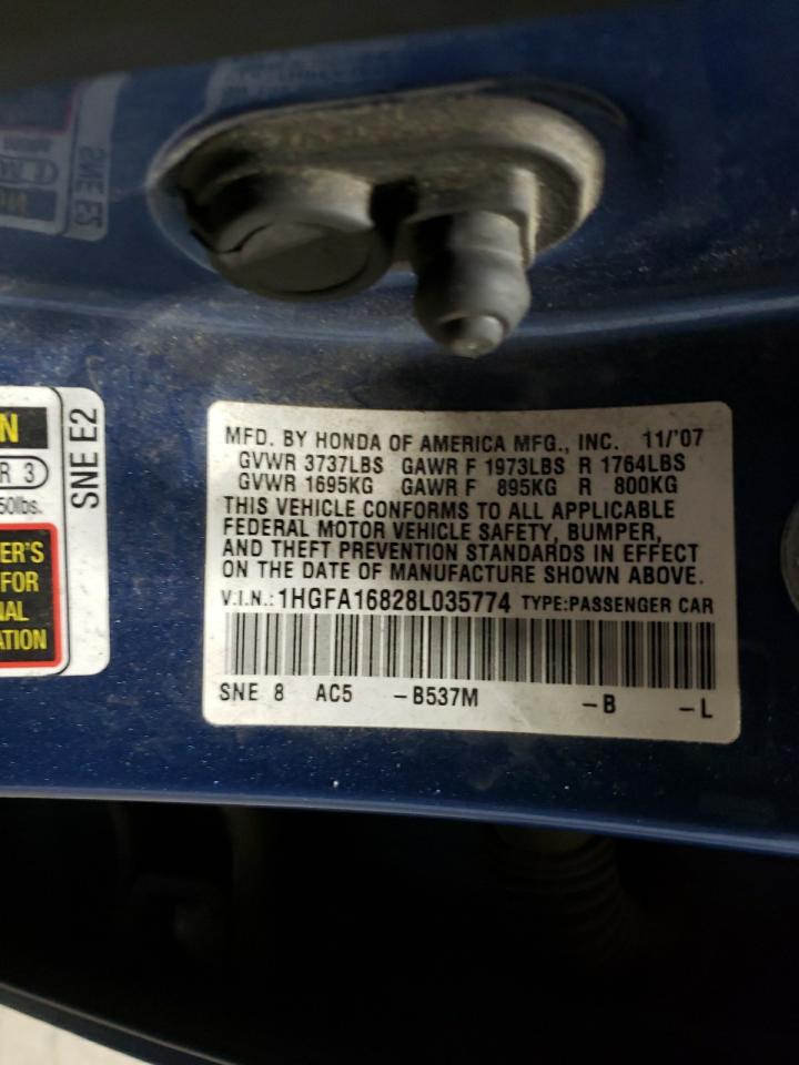 2008 Honda Civic Ex VIN: 1HGFA16828L035774 Lot: 66533644