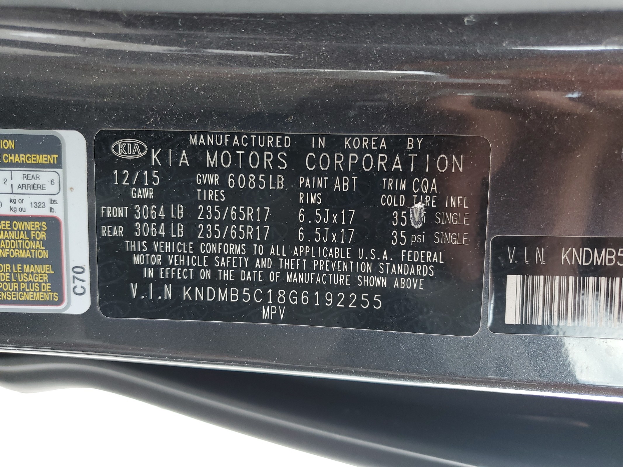 KNDMB5C18G6192255 2016 Kia Sedona Lx