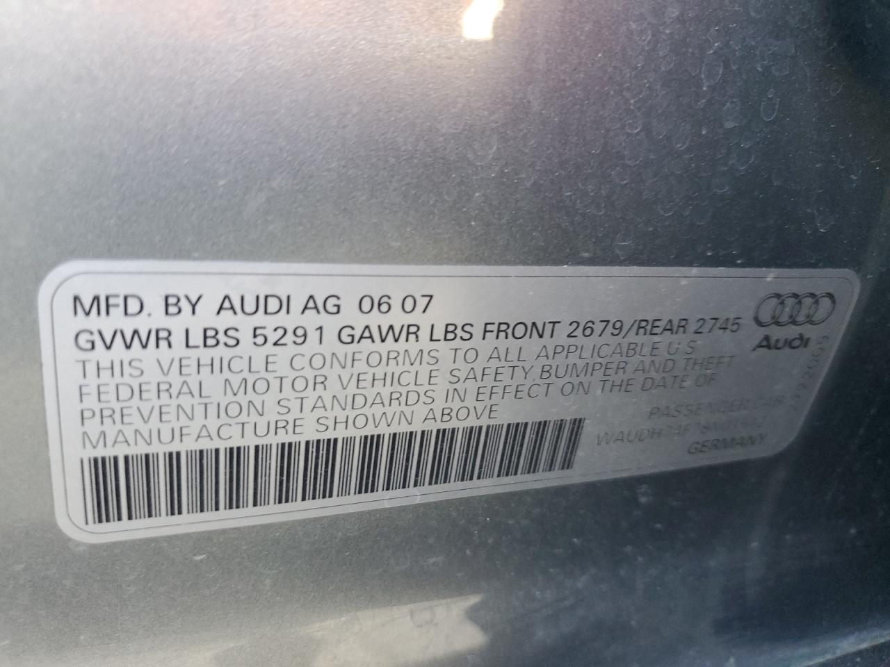 WAUDH74F78N016421 2008 Audi A6 3.2 Quattro