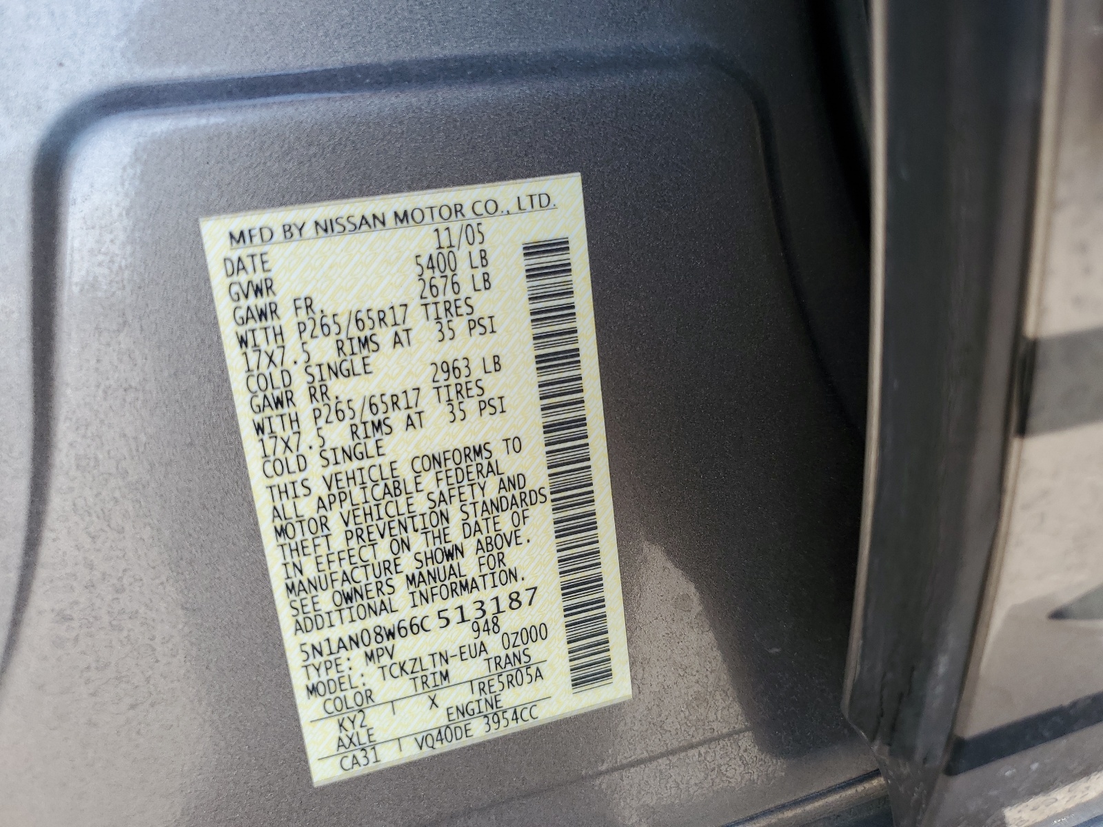 5N1AN08W66C513187 2006 Nissan Xterra Off Road