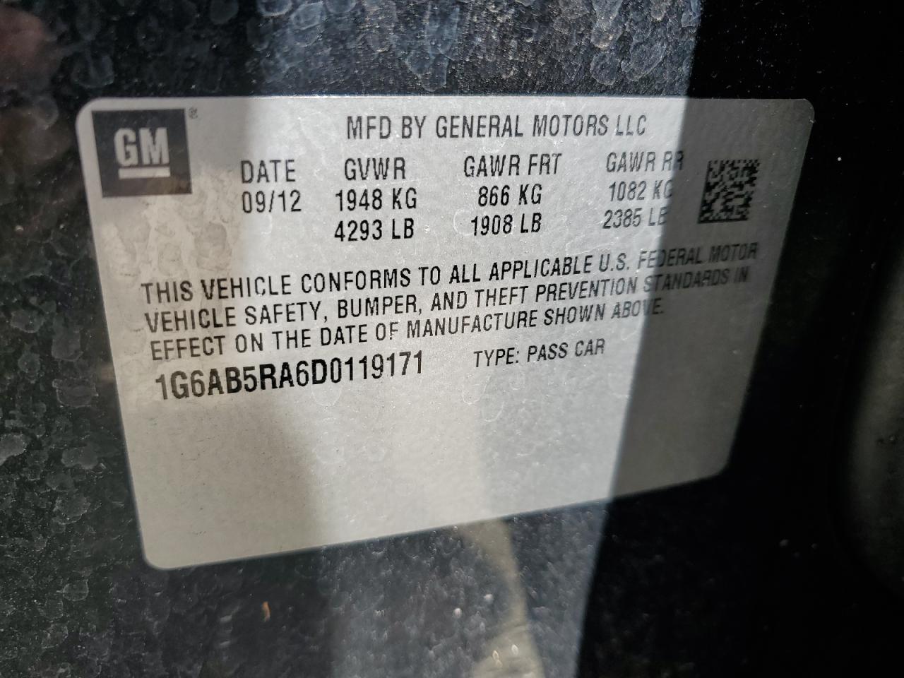 2013 Cadillac Ats Luxury VIN: 1G6AB5RA6D0119171 Lot: 66130714