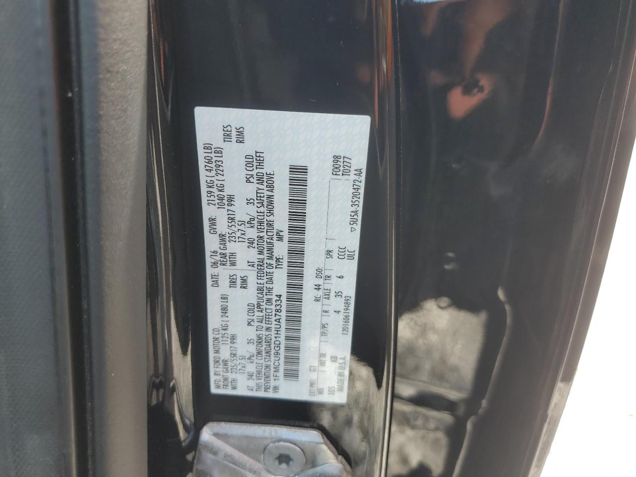 2017 Ford Escape Se VIN: 1FMCU9GD1HUA78334 Lot: 67463574