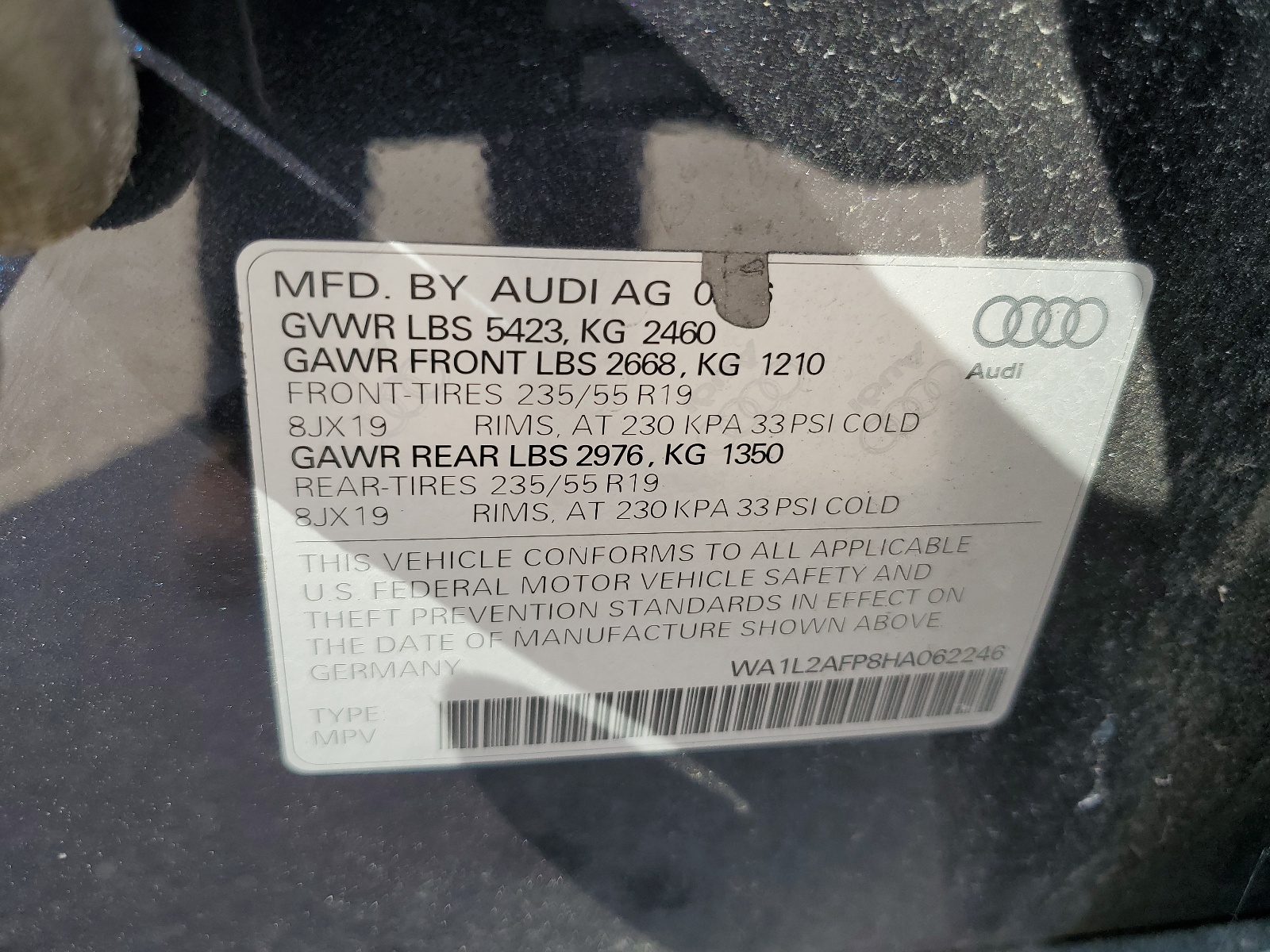 WA1L2AFP8HA062246 2017 Audi Q5 Premium Plus