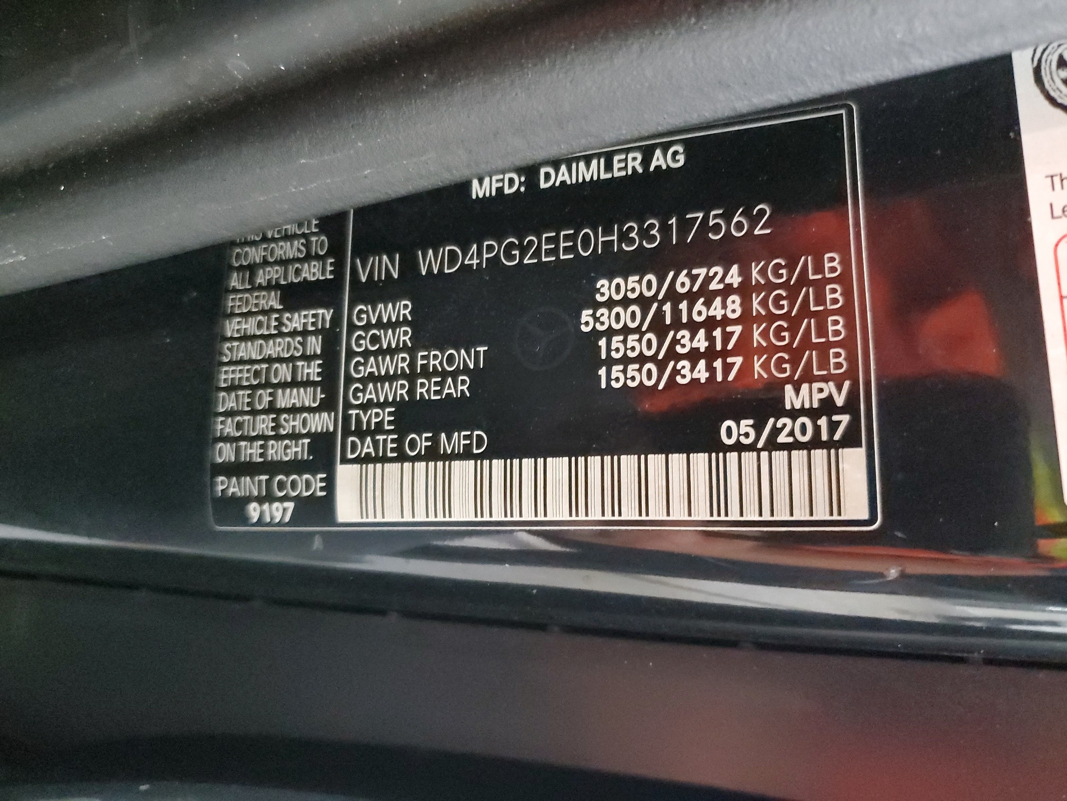 WD4PG2EE0H3317562 2017 Mercedes-Benz Metris