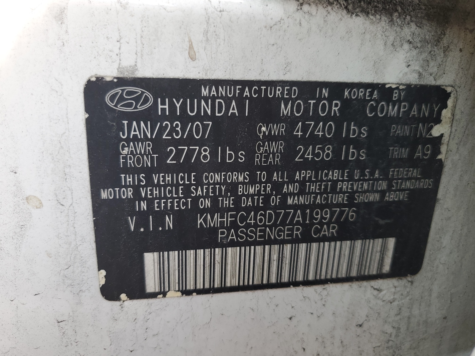 KMHFC46D77A199776 2007 Hyundai Azera Gls