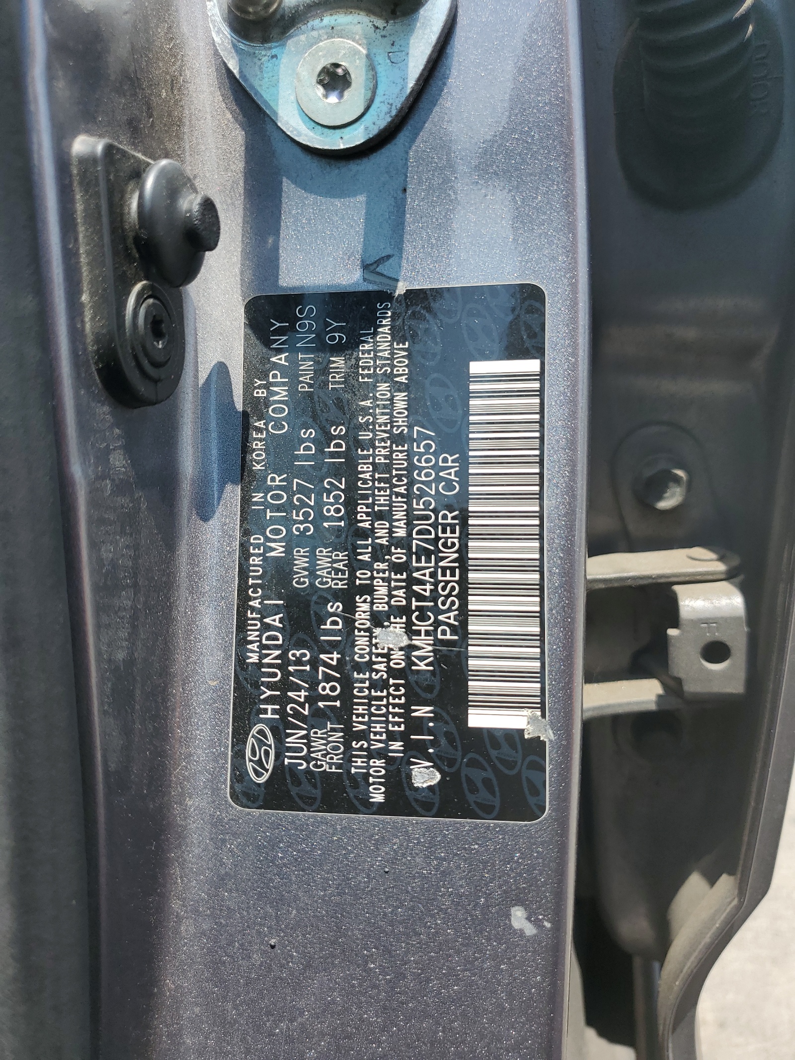 KMHCT4AE7DU526657 2013 Hyundai Accent Gls