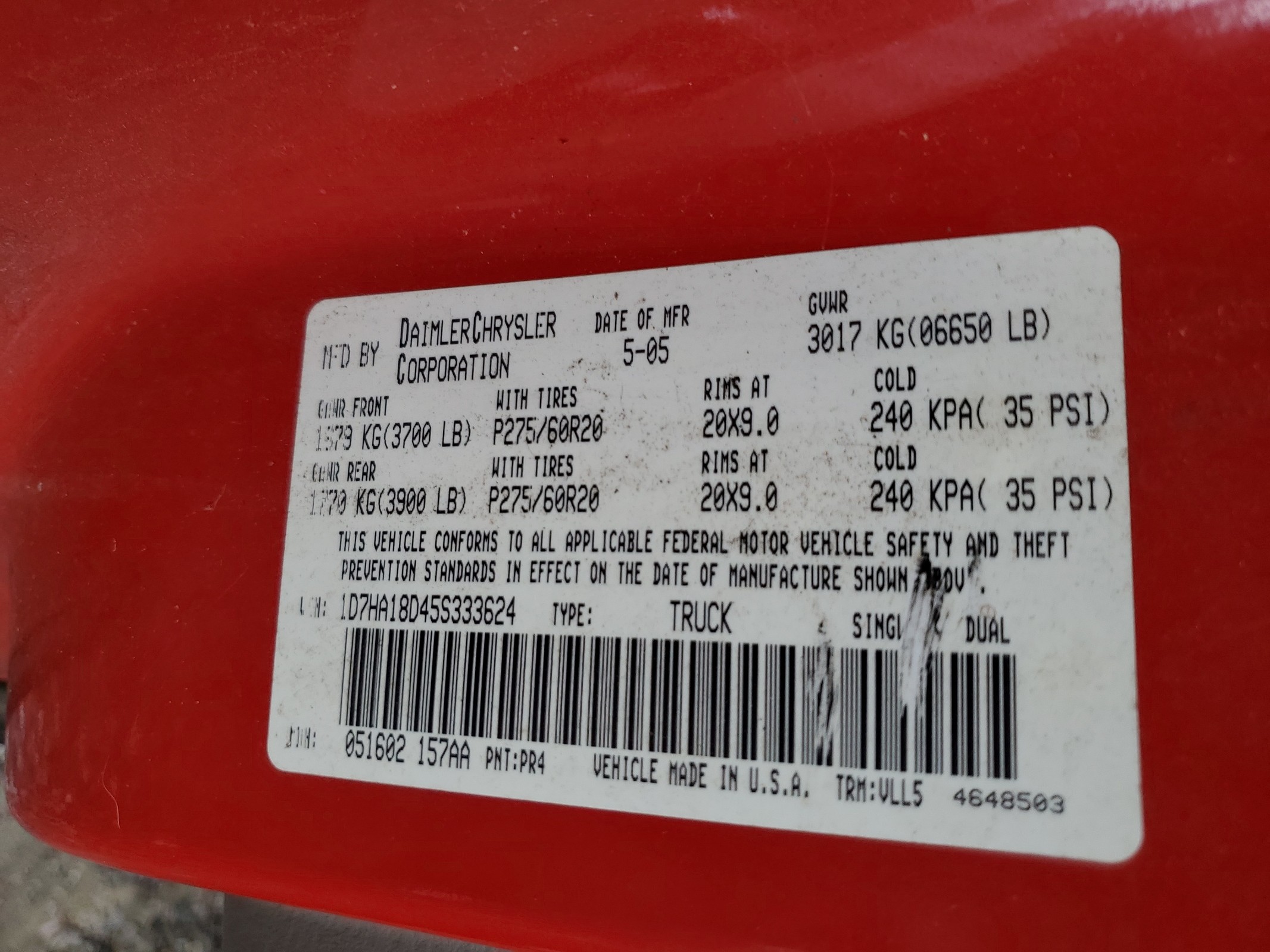 1D7HA18D45S333624 2005 Dodge Ram 1500 St