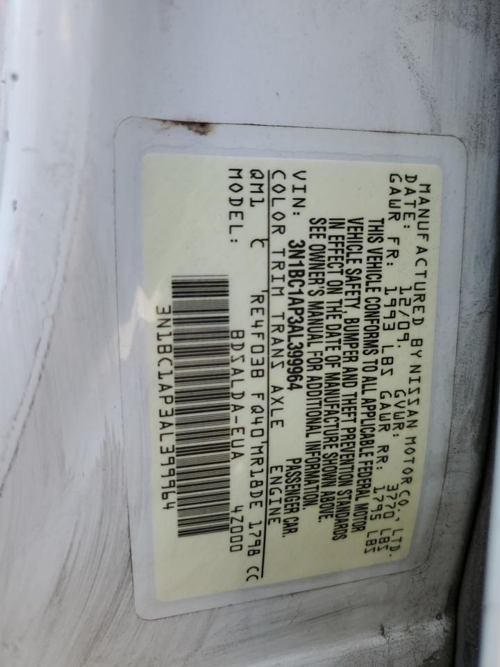 2010 Nissan Versa S VIN: 3N1BC1AP3AL399964 Lot: 66240594