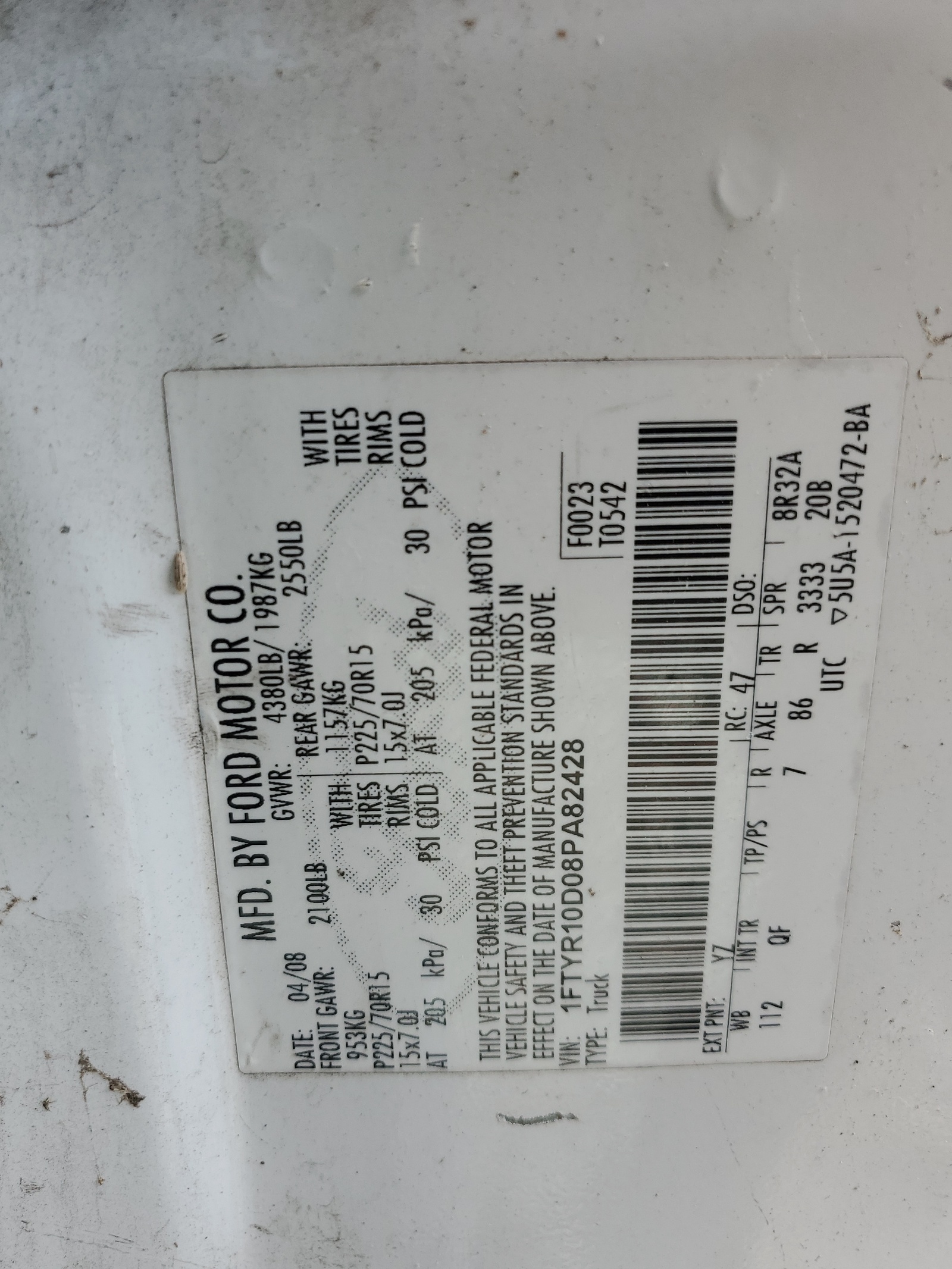 1FTYR10D08PA82428 2008 Ford Ranger