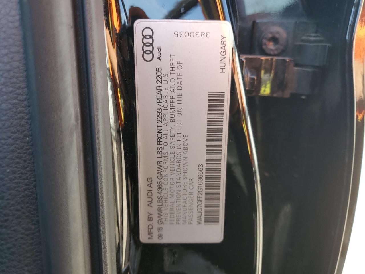 WAUG7GFF2G1036563 2016 Audi A3 Premium Plus S-Line