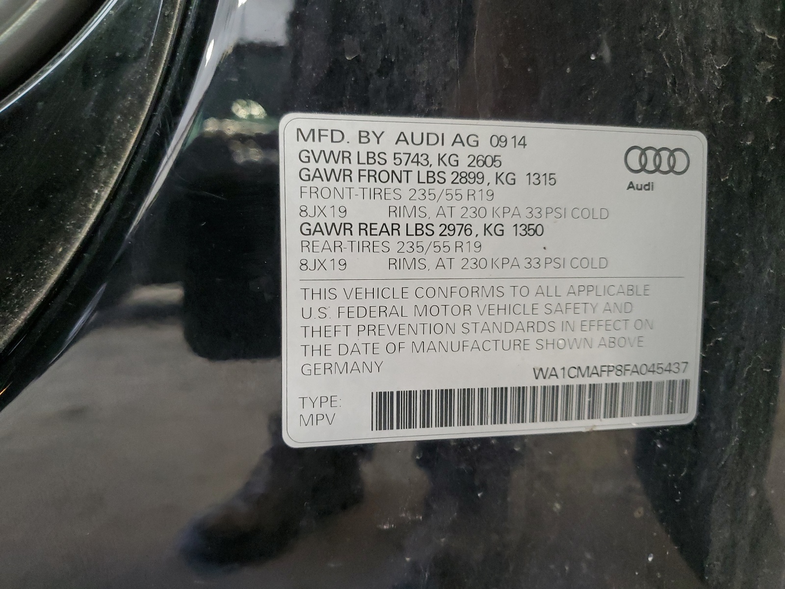 WA1CMAFP8FA045437 2015 Audi Q5 Tdi Premium Plus