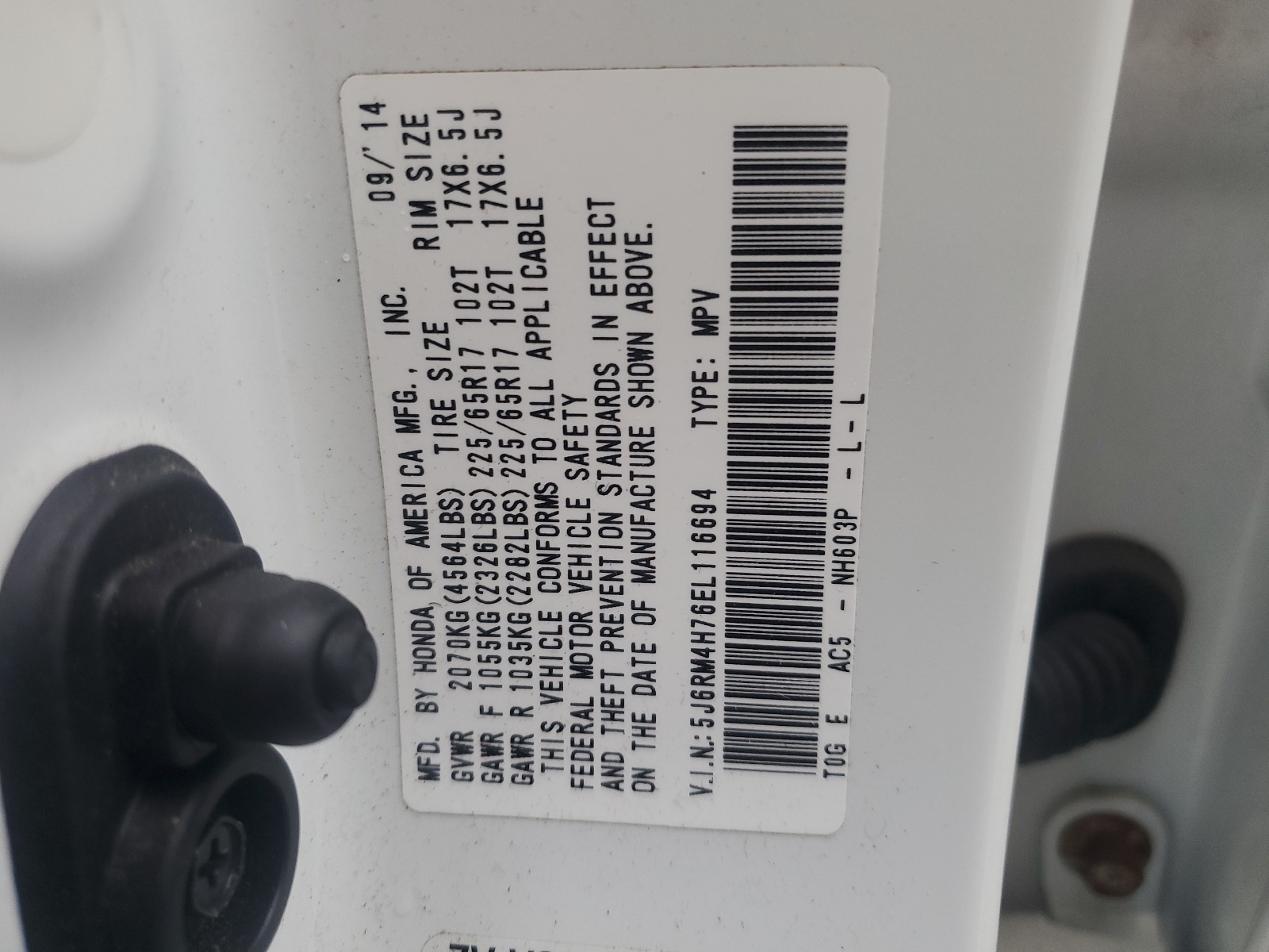 5J6RM4H76EL116694 2014 Honda Cr-V Exl