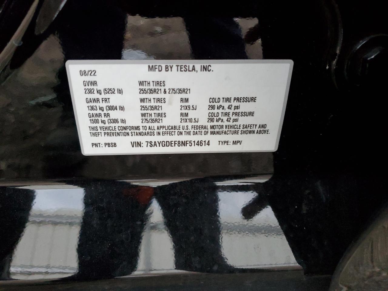 7SAYGDEF8NF514614 2022 TESLA MODEL Y - Image 14