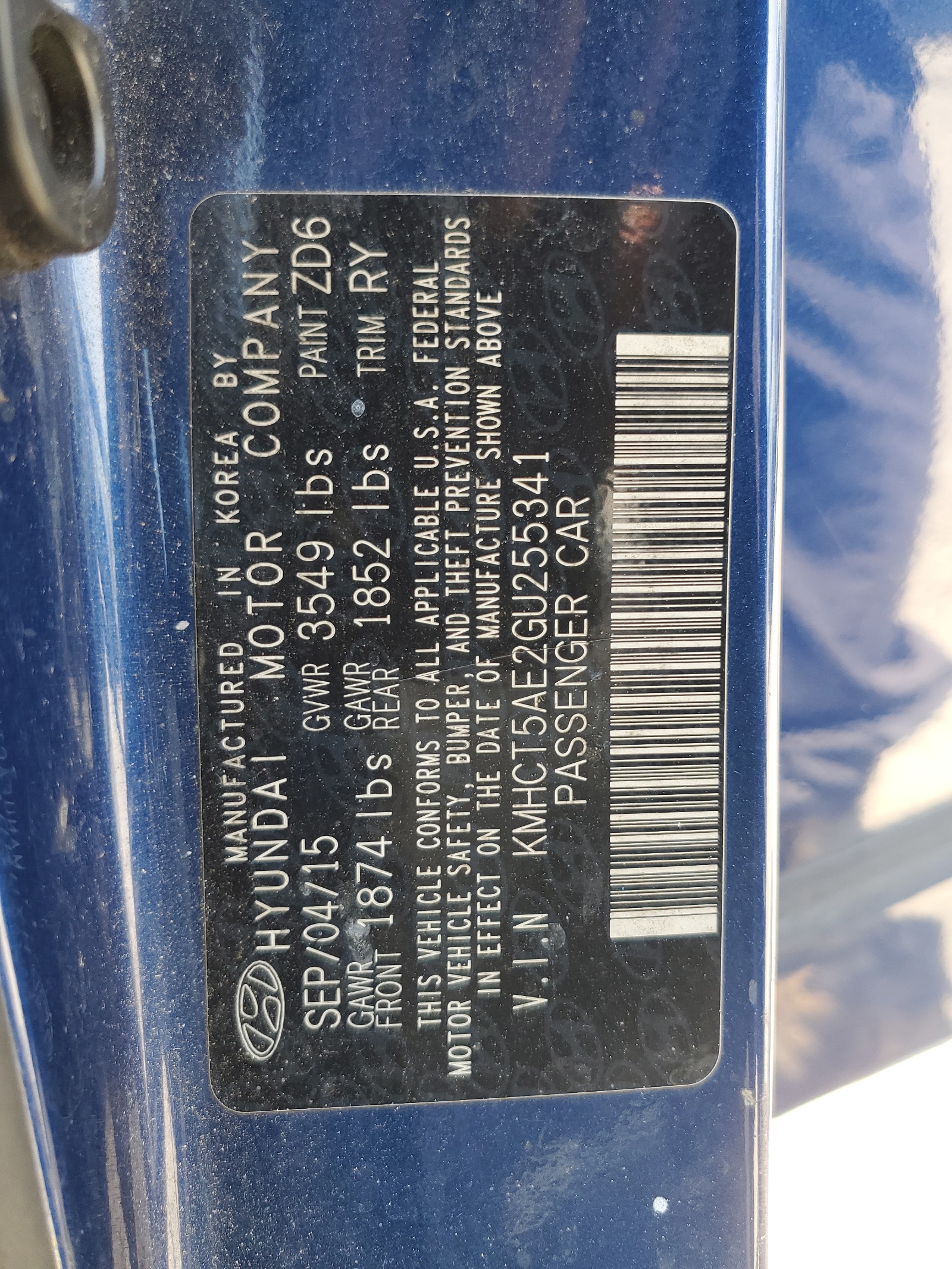 KMHCT5AE2GU255341 2016 Hyundai Accent Se