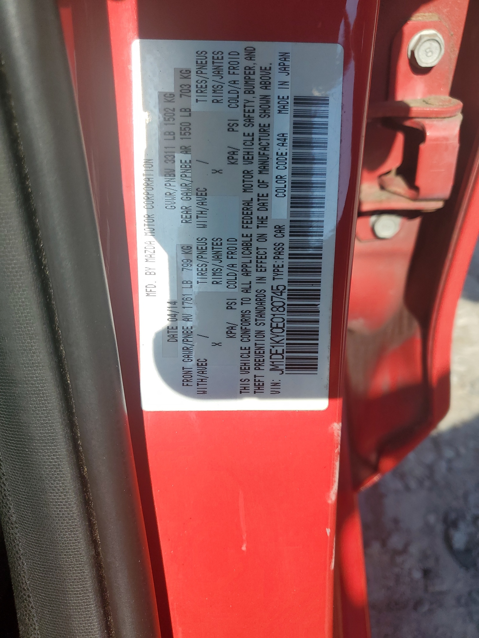 JM1DE1KY0E0180745 2014 Mazda Mazda2 Sport