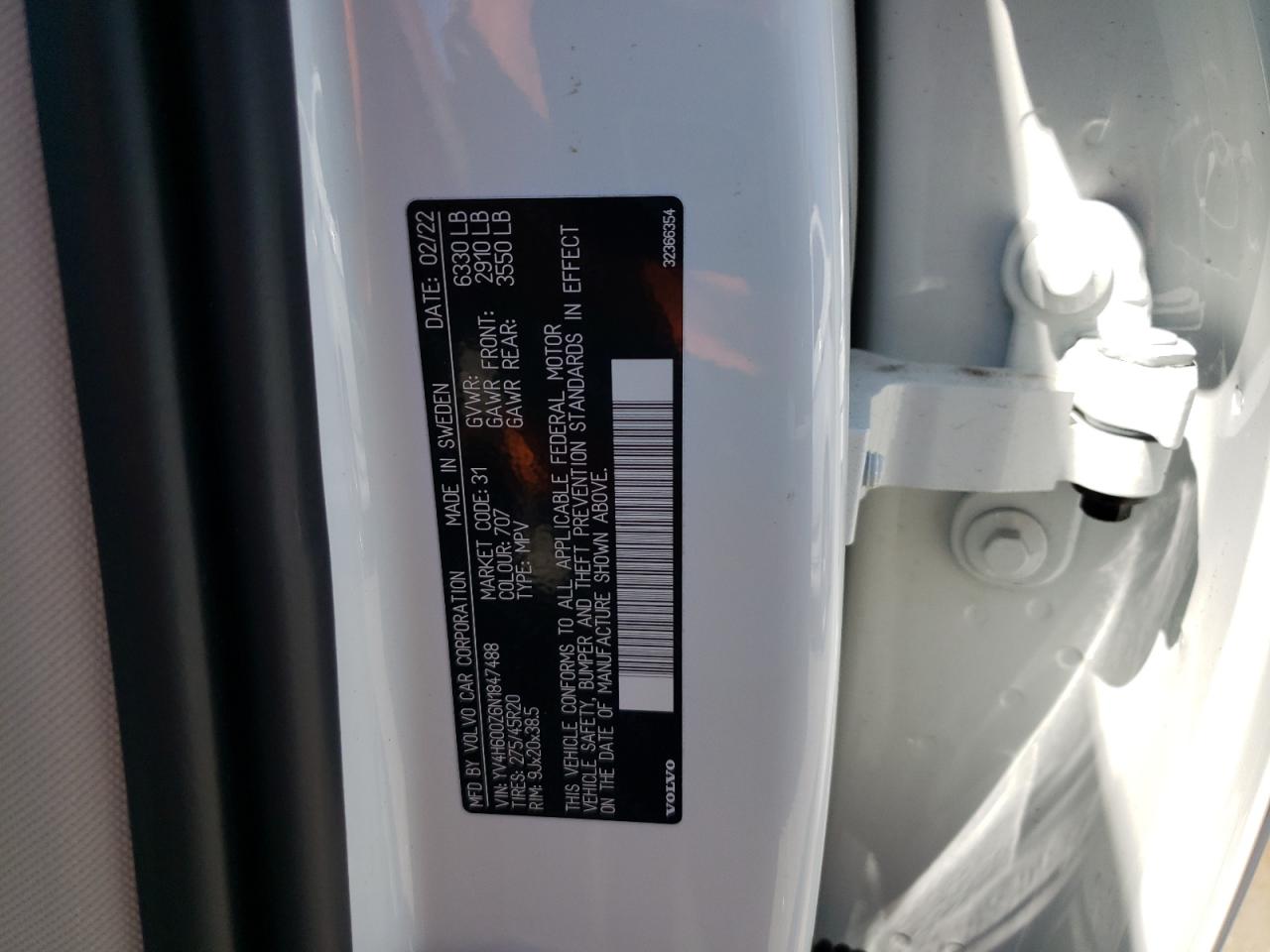 YV4H600Z6N1847488 2022 Volvo Xc90 T8 Recharge Inscription Express