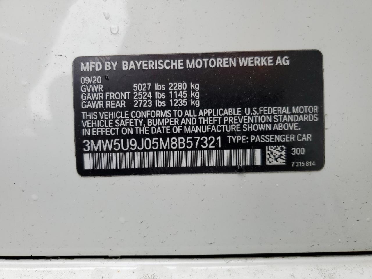 3MW5U9J05M8B57321 2021 BMW M340Xi