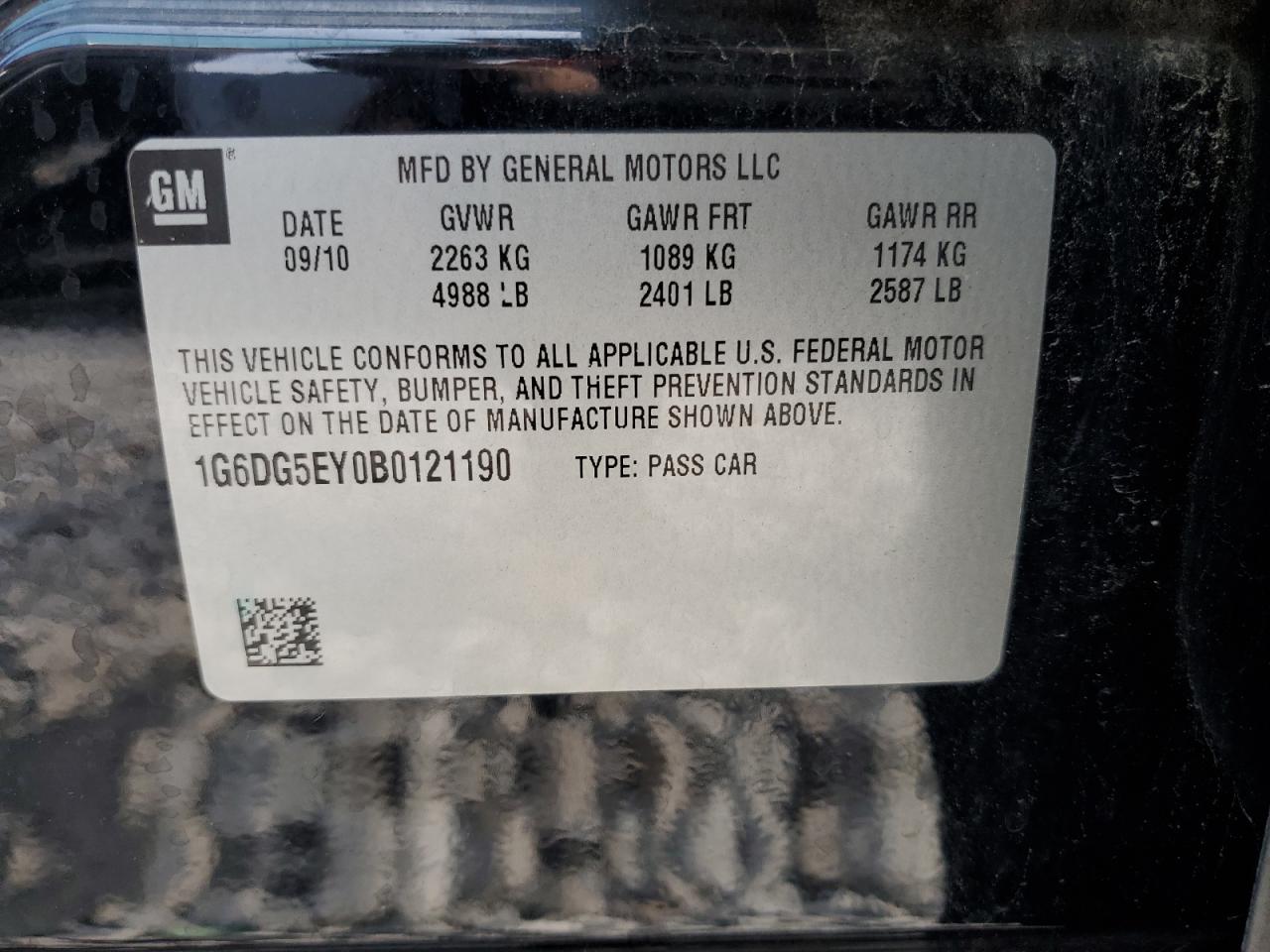 2011 Cadillac Cts Luxury Collection VIN: 1G6DG5EY0B0121190 Lot: 66737754