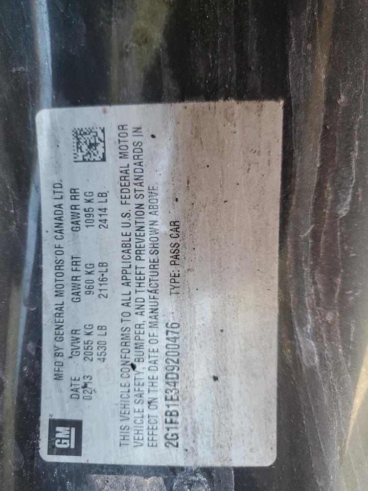 2013 Chevrolet Camaro Lt VIN: 2G1FB1E34D9200476 Lot: 61089384