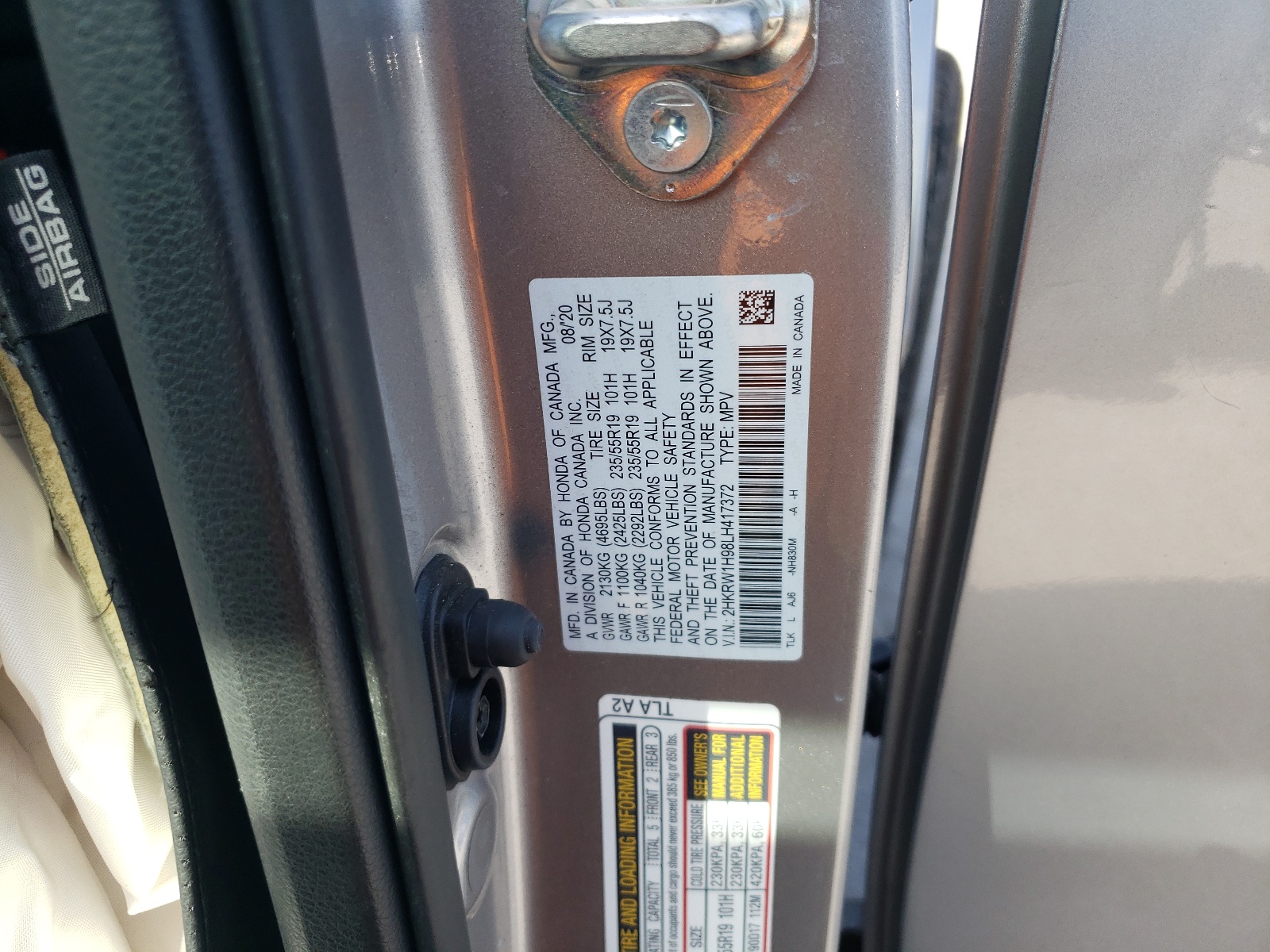 2HKRW1H98LH417372 2020 Honda Cr-V Touring