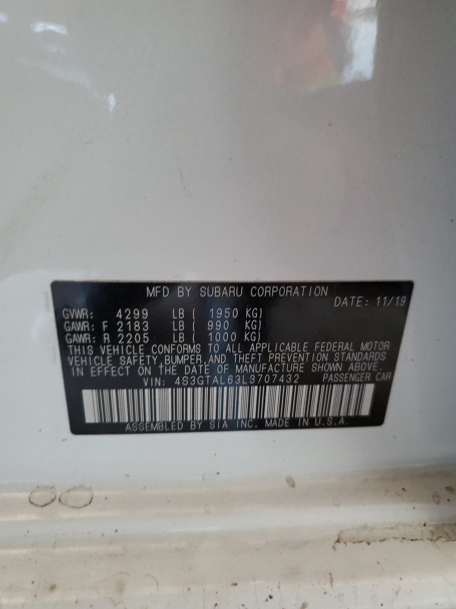 4S3GTAL63L3707432 2020 Subaru Impreza Sport