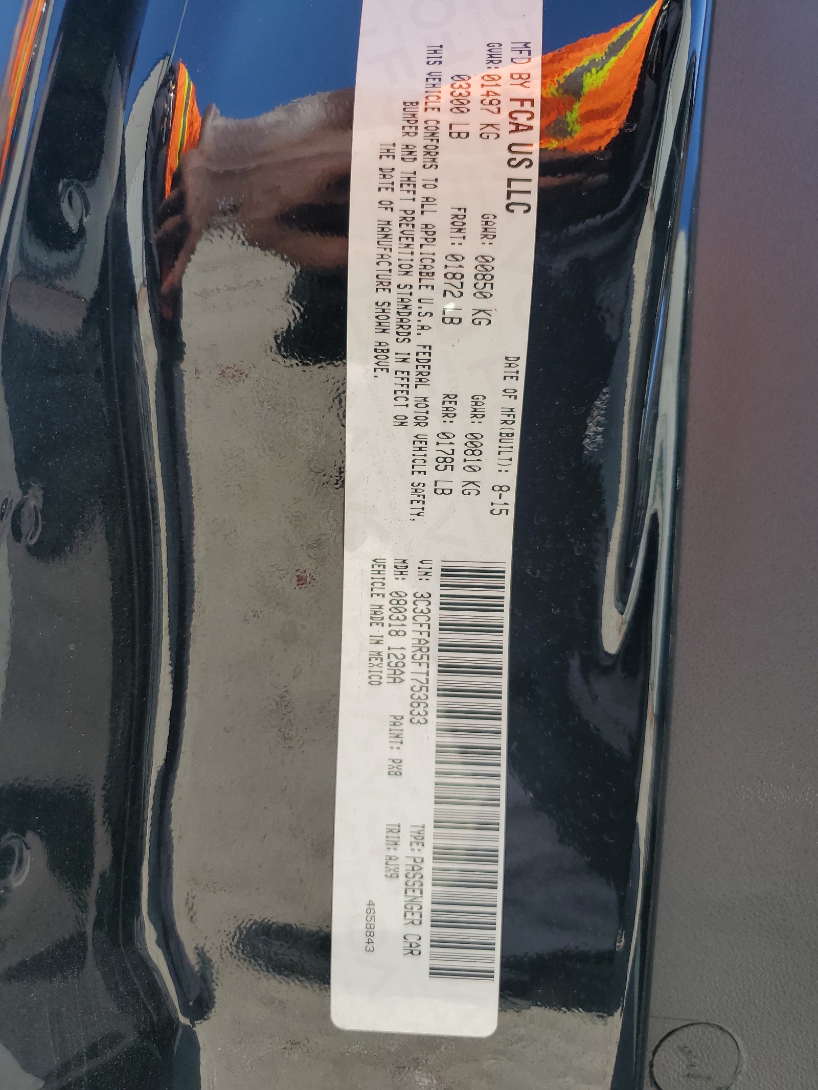 3C3CFFAR5FT753633 2015 Fiat 500 Pop