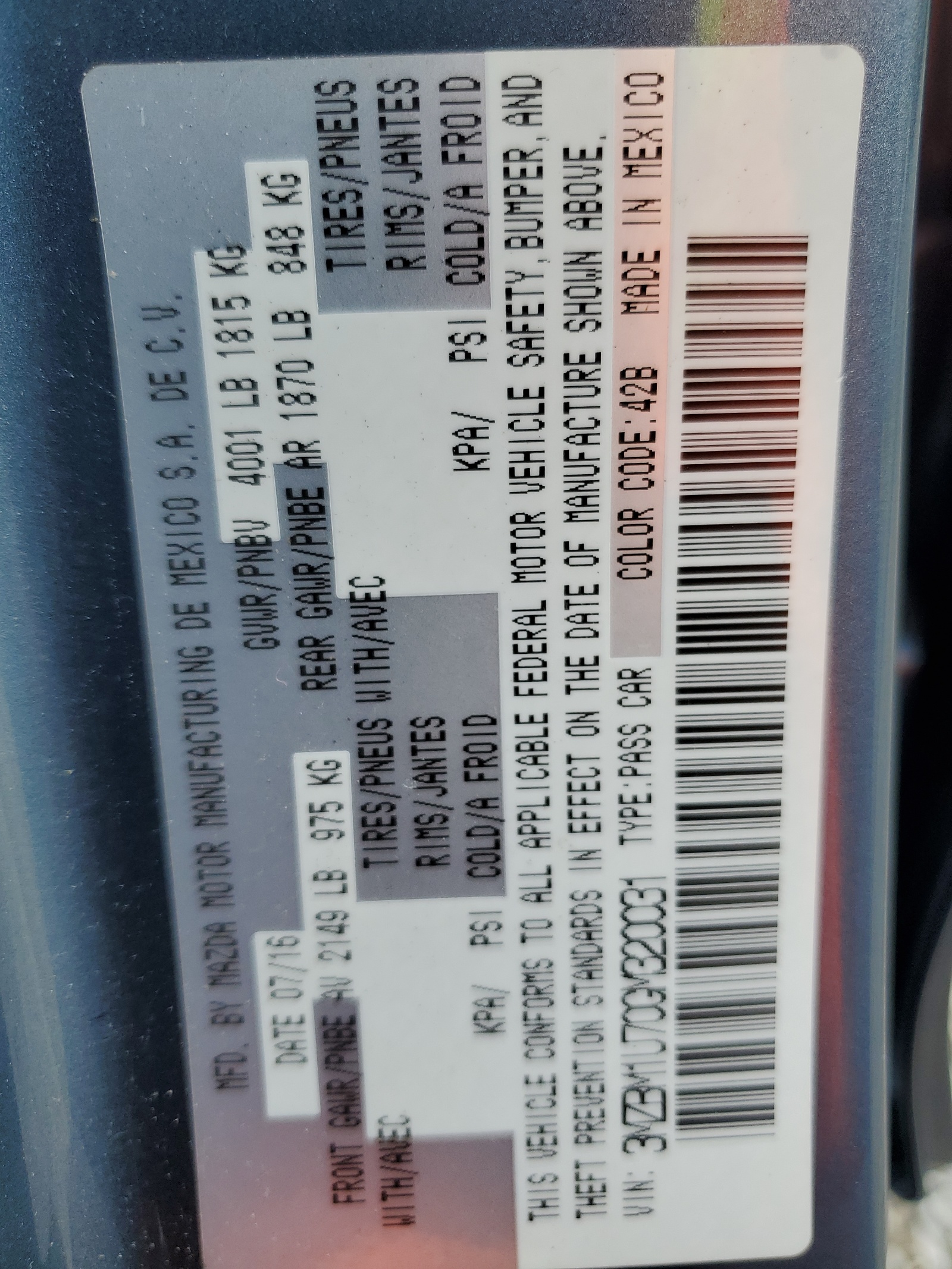 3MZBM1U70GM320031 2016 Mazda 3 Sport