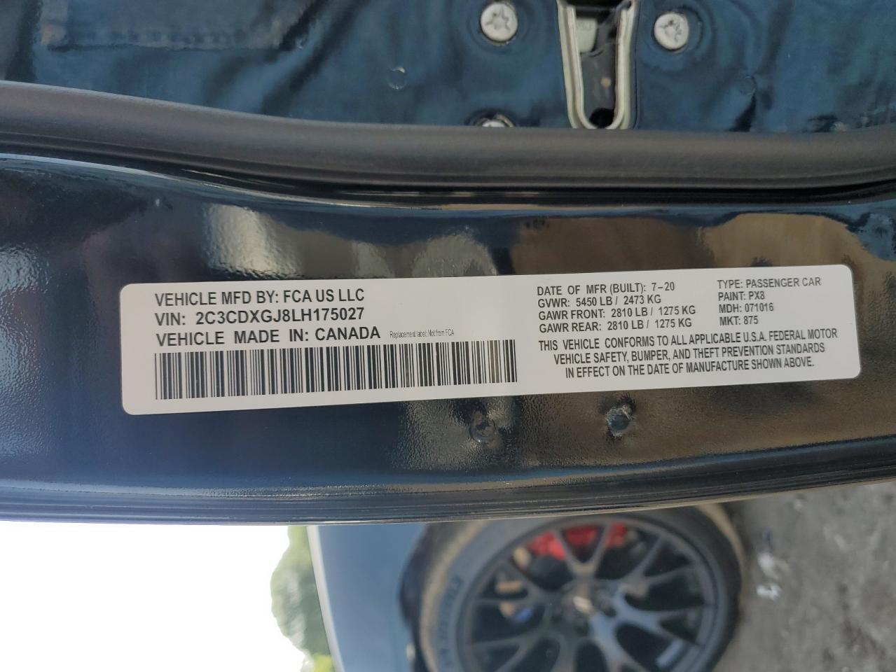 2020 Dodge Charger Scat Pack VIN: 2C3CDXGJ8LH175027 Lot: 66956384