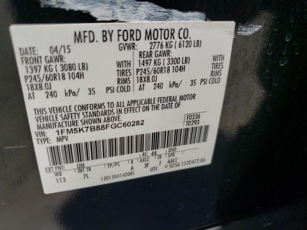 1FM5K7B88FGC60282 2015 FORD EXPLORER - Image 13