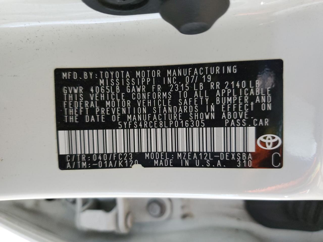 5YFS4RCE8LP016305 2020 TOYOTA COROLLA - Image 13