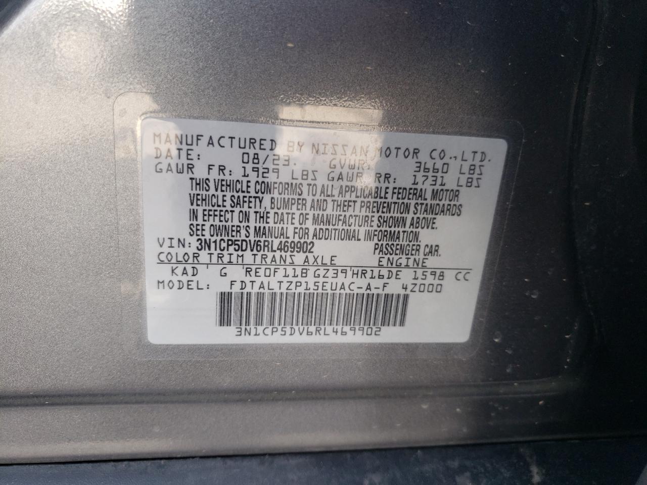 3N1CP5DV6RL469902 2024 Nissan Kicks Sr