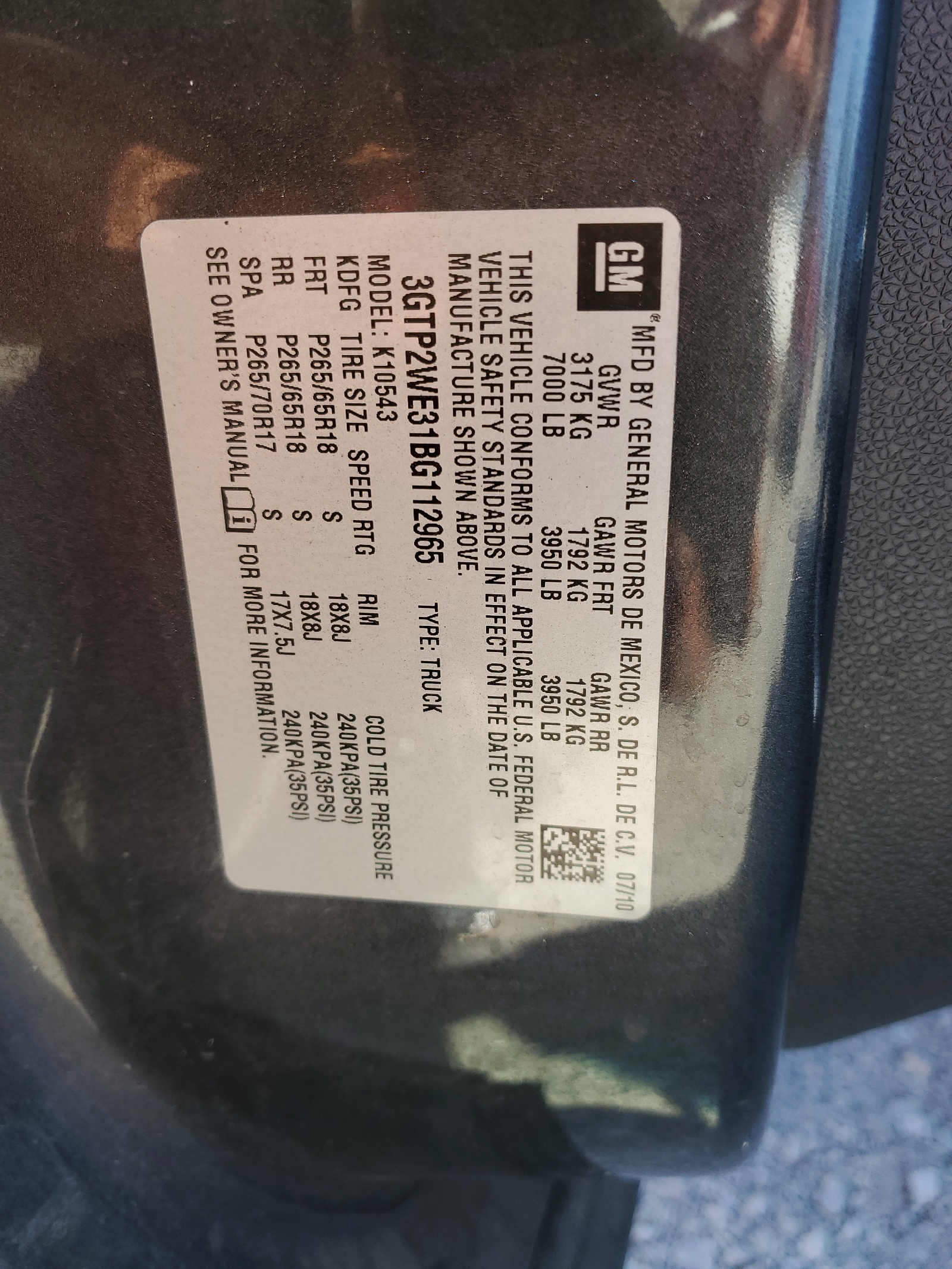 3GTP2WE31BG112965 2011 GMC Sierra K1500 Slt