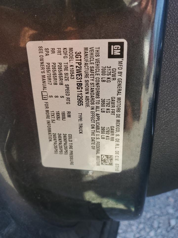 2011 GMC Sierra K1500 Slt VIN: 3GTP2WE31BG112965 Lot: 66152614