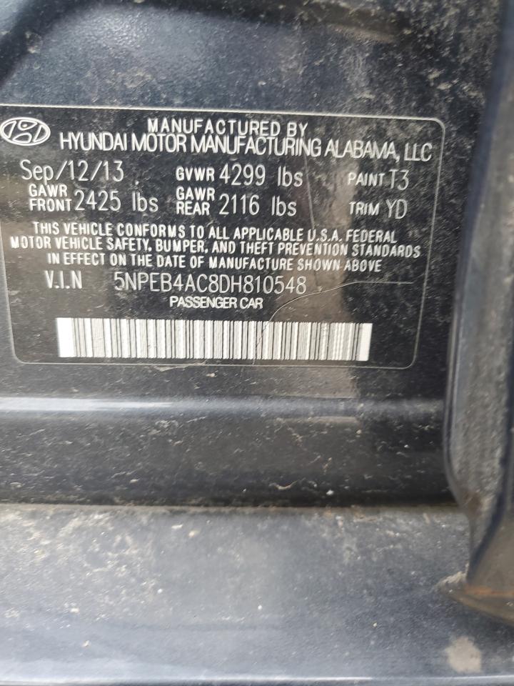2013 Hyundai Sonata Gls VIN: 5NPEB4AC8DH810548 Lot: 68667694