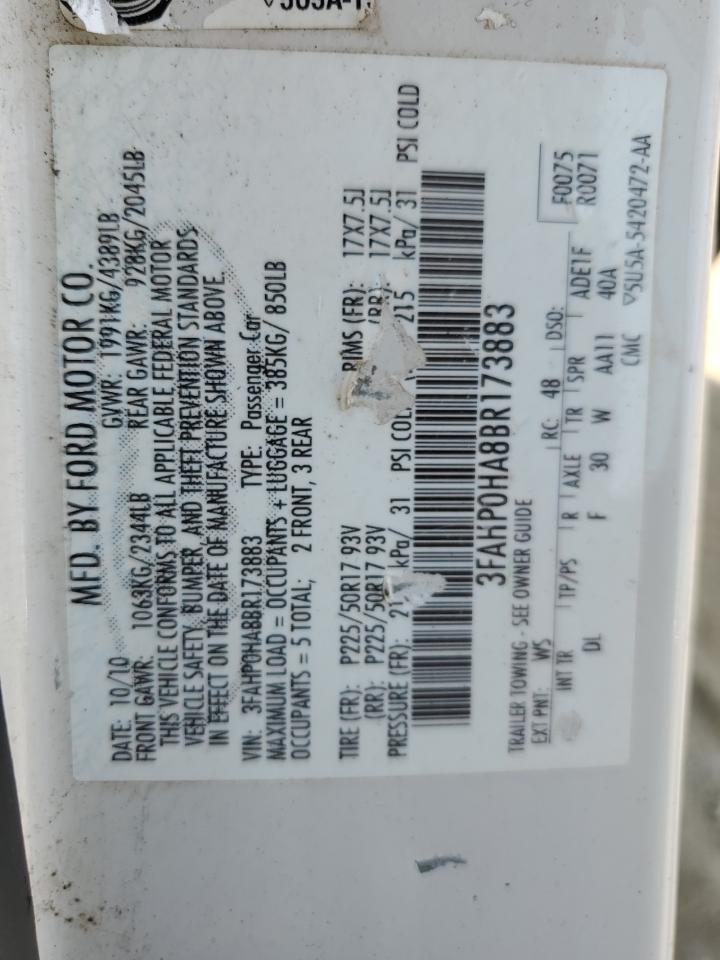 3FAHP0HA8BR173883 2011 Ford Fusion Se 3FAHP0HA8BR173883 2011 Ford Fusion Se