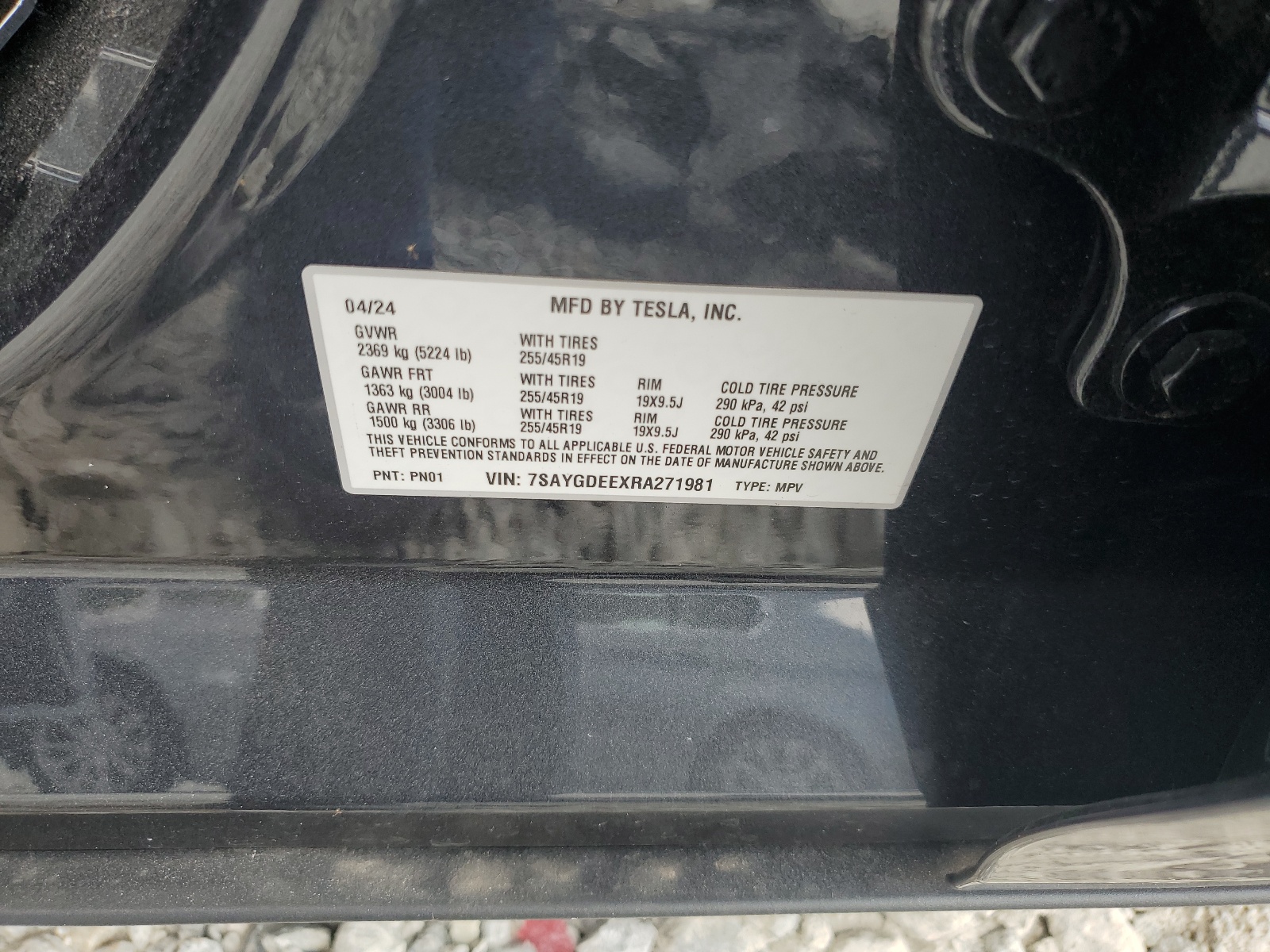 7SAYGDEEXRA271981 2024 Tesla Model Y