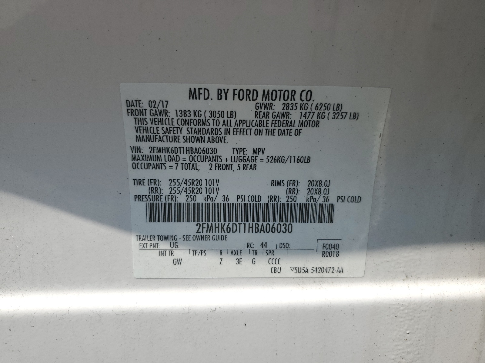 2FMHK6DT1HBA06030 2017 Ford Flex Limited