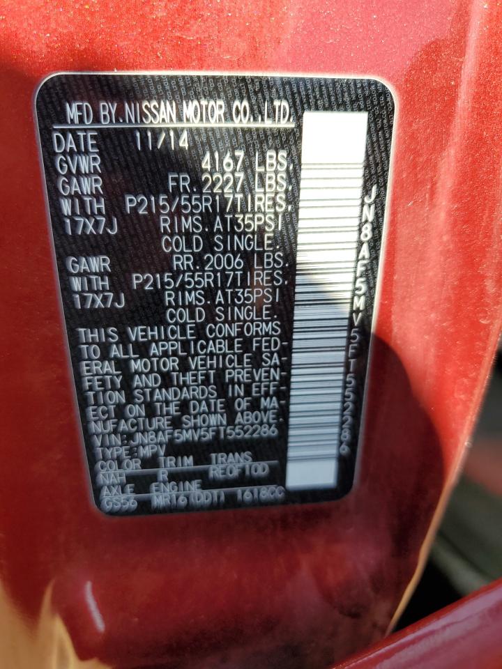 2015 Nissan Juke S VIN: JN8AF5MV5FT552286 Lot: 53987345