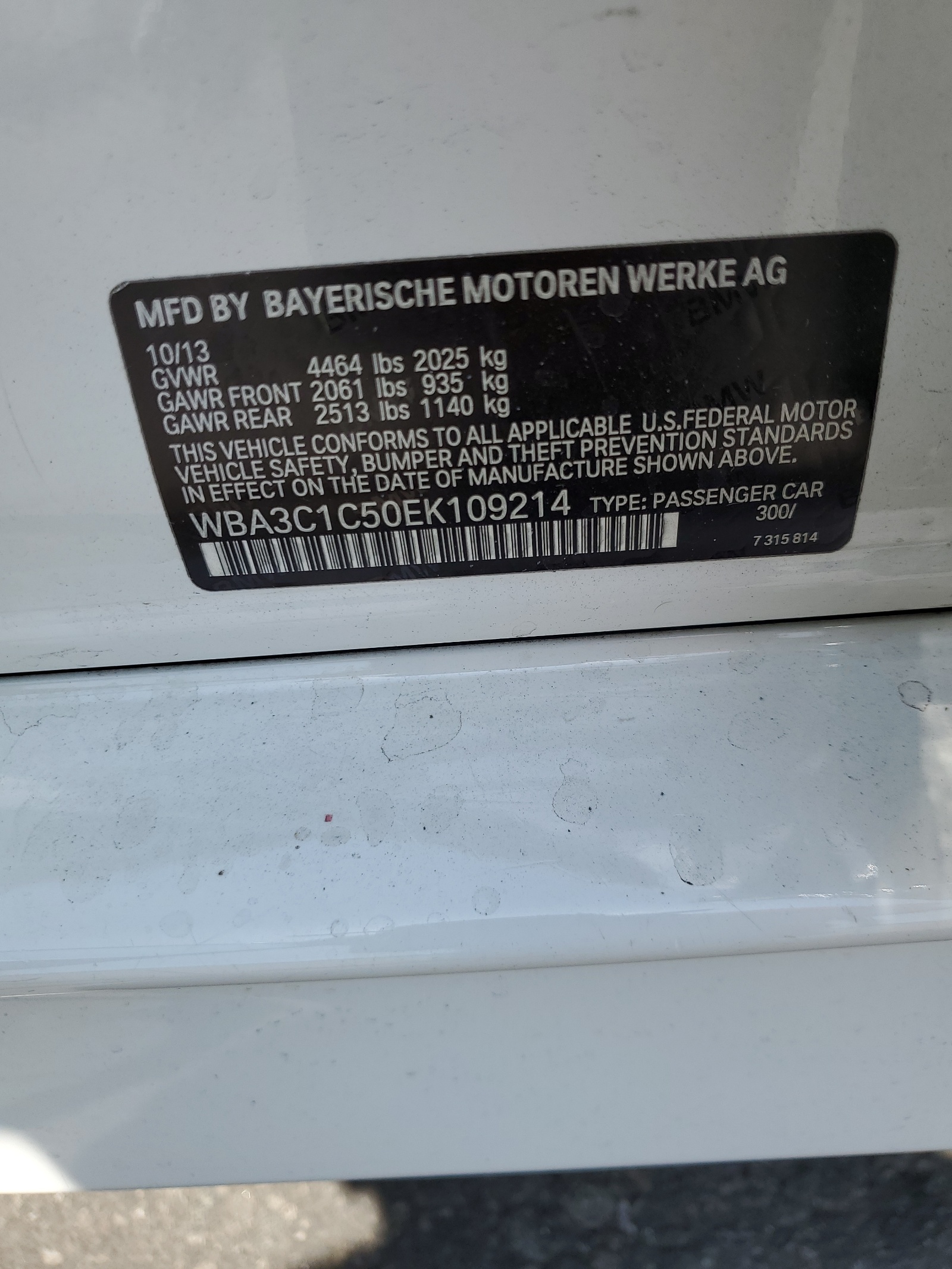 WBA3C1C50EK109214 2014 BMW 328 I Sulev