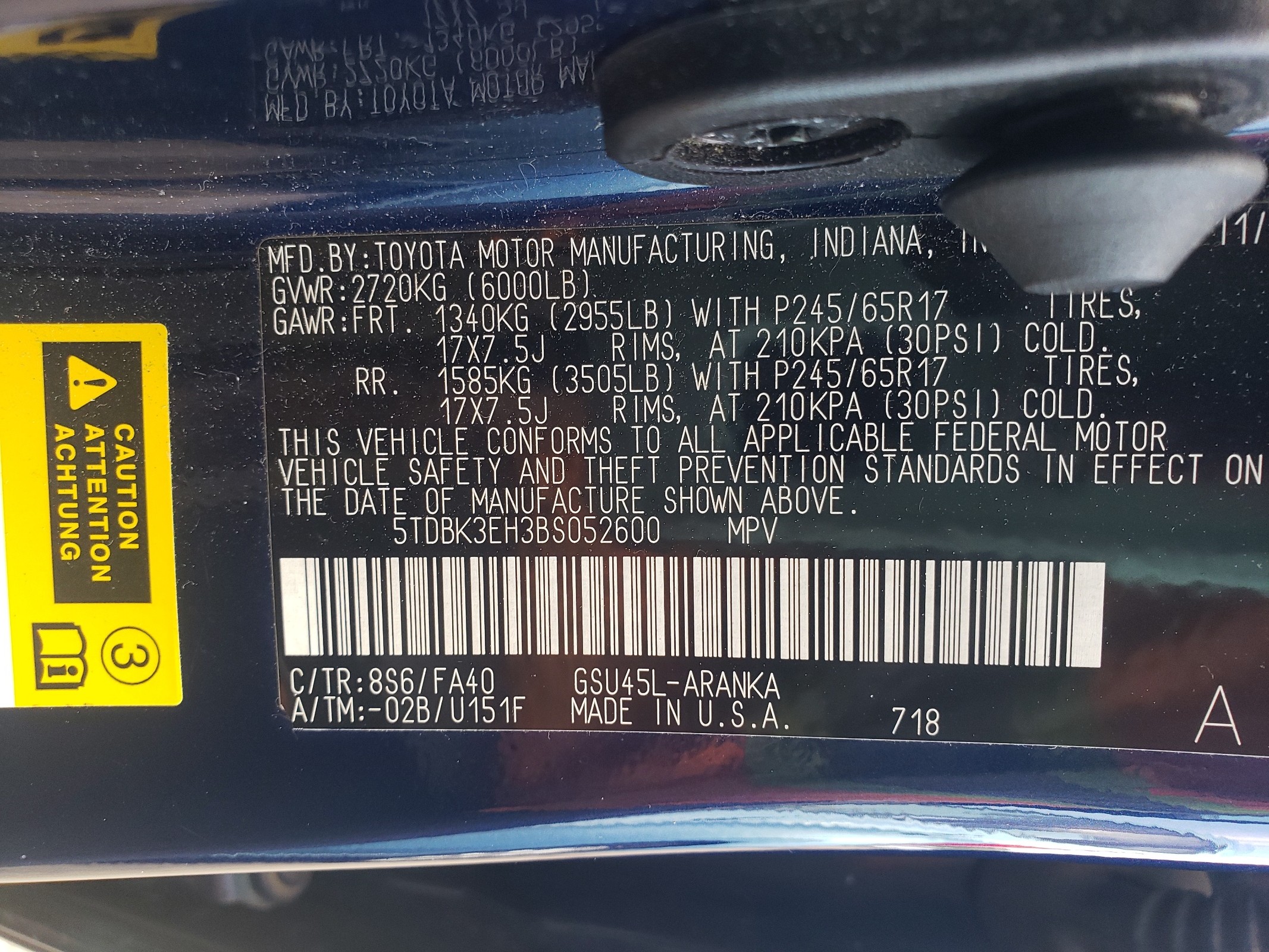 5TDBK3EH3BS052600 2011 Toyota Highlander Base