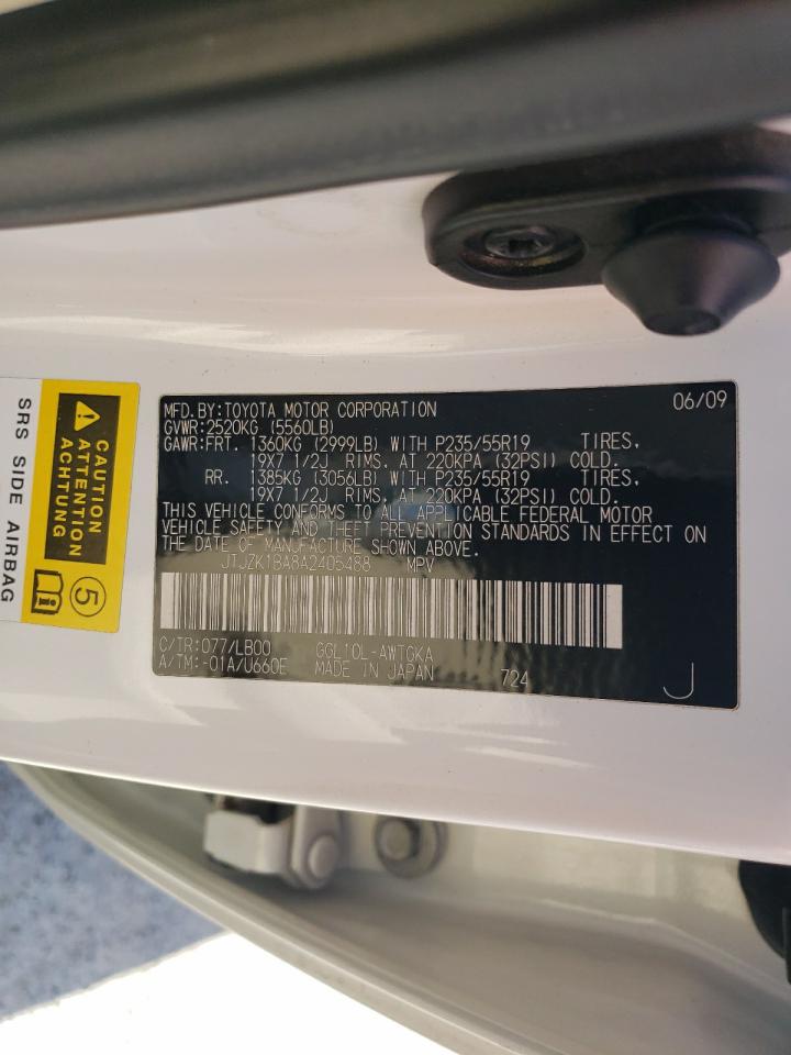 2010 Lexus Rx 350 VIN: JTJZK1BA8A2405488 Lot: 67484464