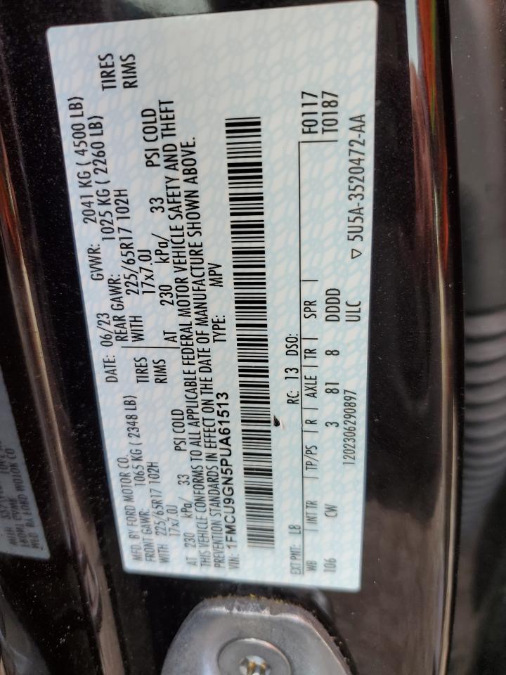 2023 Ford Escape Active VIN: 1FMCU9GN5PUA61513 Lot: 66779734