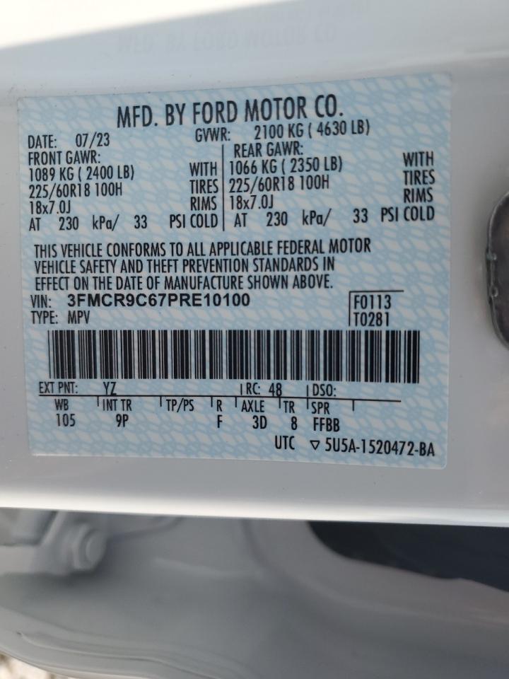 2023 Ford Bronco Sport Outer Banks VIN: 3FMCR9C67PRE10100 Lot: 65807104