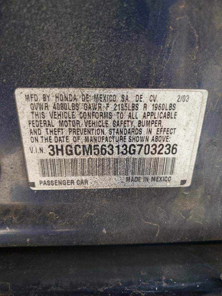 3HGCM56313G703236 2003 Honda Accord Lx