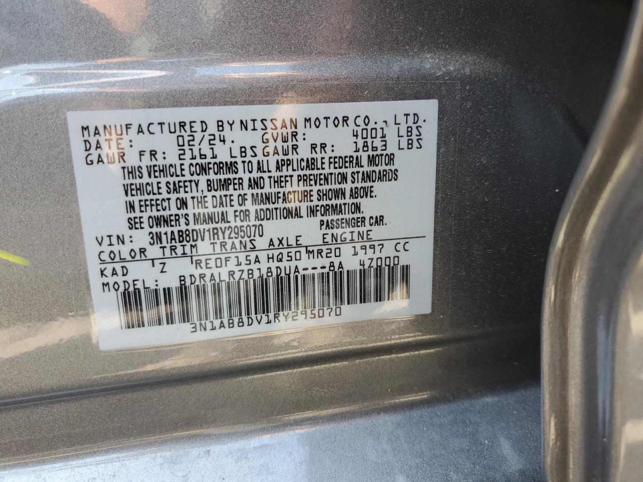 3N1AB8DV1RY295070 2024 Nissan Sentra Sr