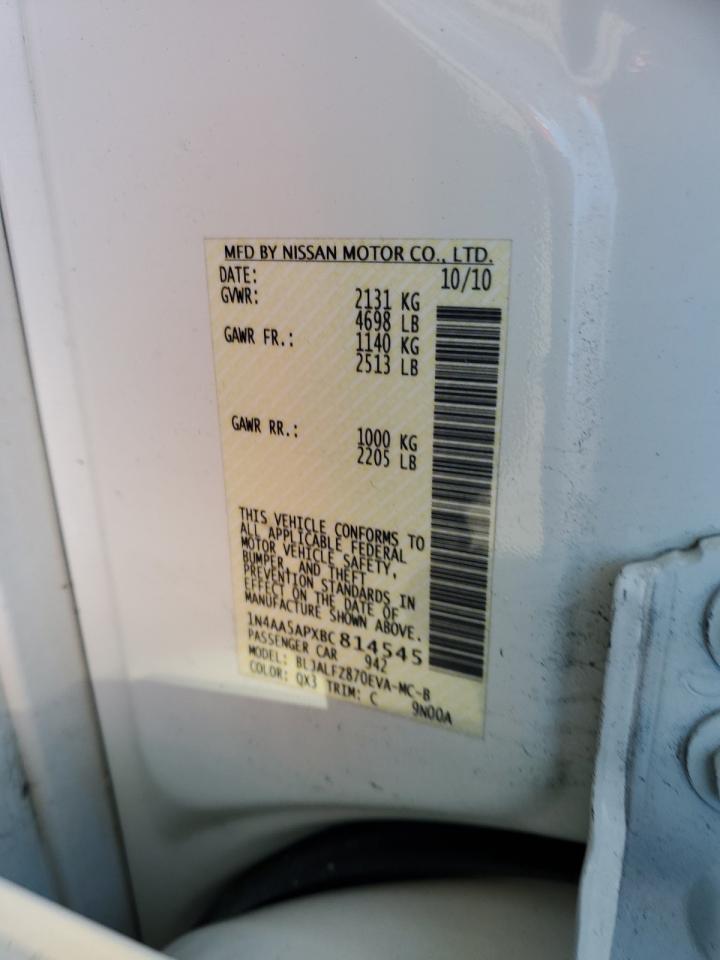 2011 Nissan Maxima S VIN: 1N4AA5APXBC814545 Lot: 66591844